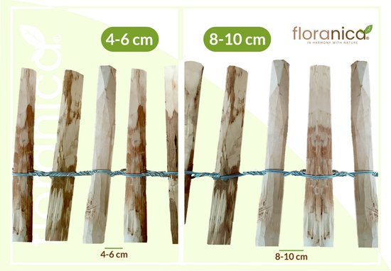 Floranica Rolhek van hazelnotenhout omheining met palen tuinlamel als gazonrand natuurproduct Latafstand voor omranding 8-10 cm hoogte 35 cm lengte 500 cm - Floranica