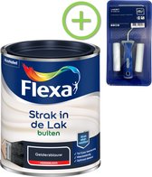 Flexa Strak in de Lak Hoogglans - Buitenverf - Geldersblauw - 0,75 liter + Flexa Lakroller - 4 delig