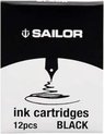 Sailor Zwarte Inktpatronen 12 Stuks