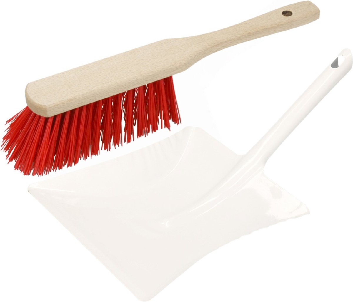 Goedkoopste Stoffer en blik wit/rood van metaal/hout voor buiten - Harde borstel/handveger