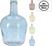 H&S Collection Bloemenvaas San Remo - Gerecycled glas - groen transparant - D19 x H30 cm - Fles vorm