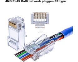 RJ45 krimp connectoren (UTP) met doorsteekmontage voor CAT5 / CAT6 netwerkkabel (vast/flexibel) -10 stuks JMS®