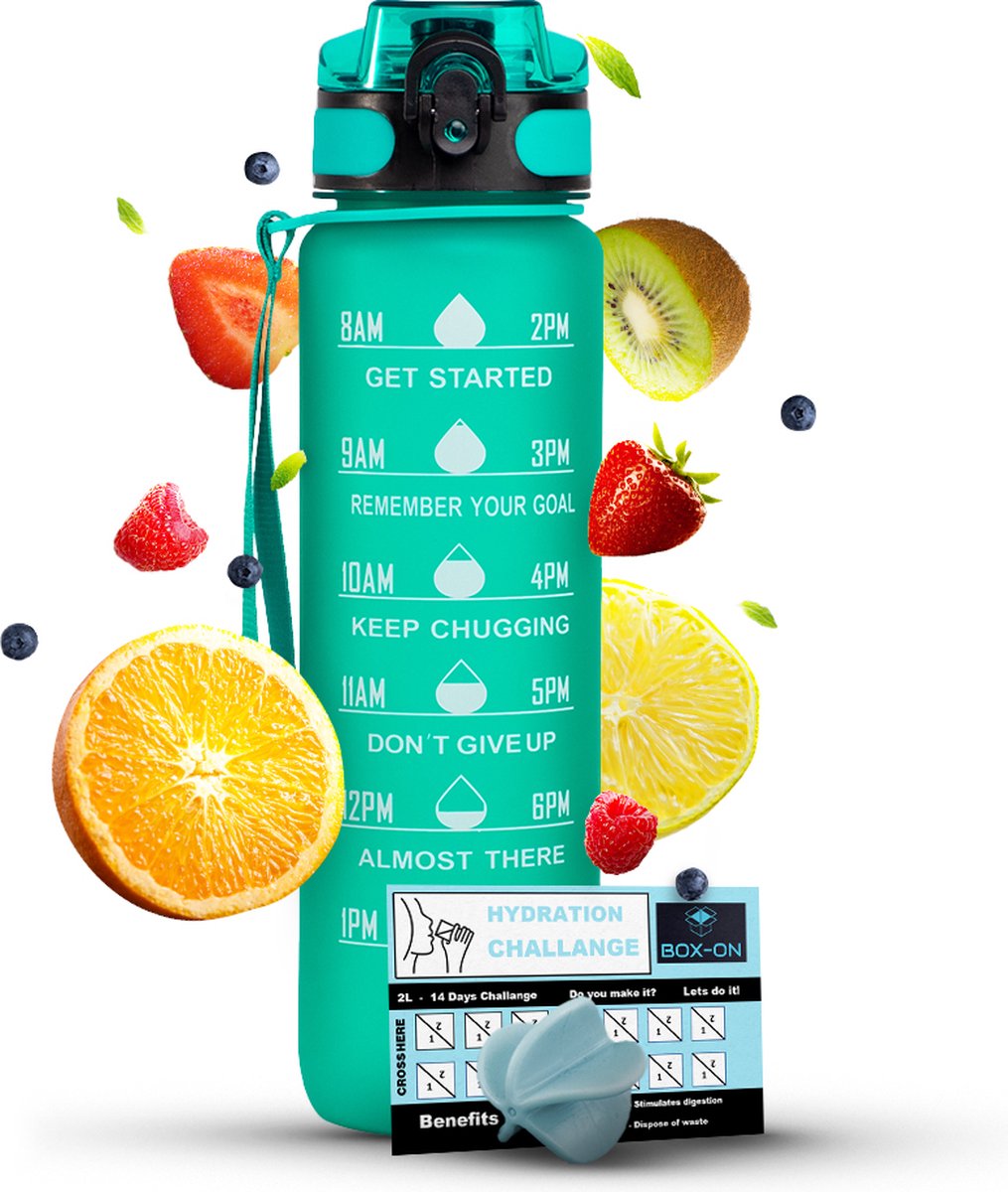 Gourde Motivation Avec Filtre Fruits Turquoise Gourde 1 Litre 