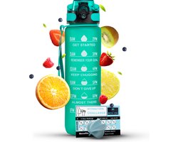 Motivai motivatie-waterfles met fruitfilter en shakebal, turquoise