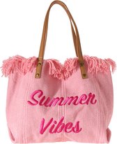 RAMBUX® - Strandtas - Summer Vibes - Roze - Shopper Canvas - Schoudertas - Zomer & Strand - 25 Liter