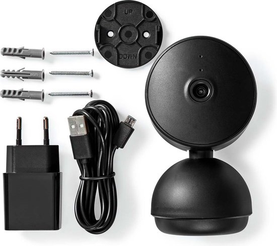 Nedis SmartLife Camera voor Binnen - Wi-Fi - Full HD 1080p - Pan tilt - Cloud Opslag (optioneel) / microSD (niet inbegrepen) / Onvif - Met bewegingssensor - Nachtzicht - Zwart van Nedis — afbeelding 2