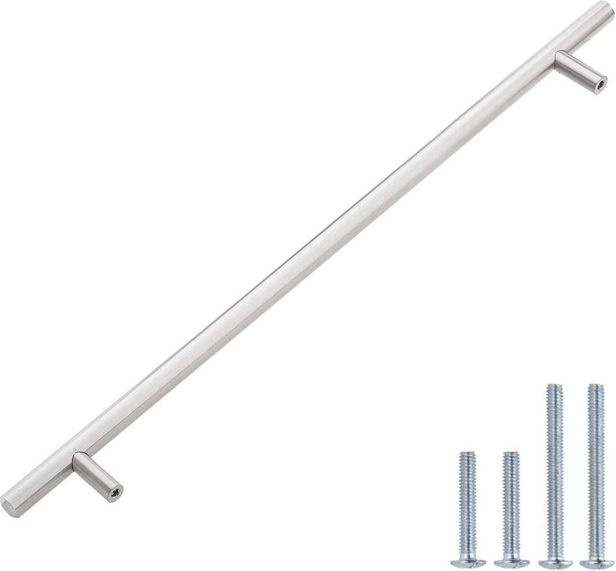 Schuifdeuronderdelen RVS Rond | 40cm | Incl. bevestigingsbouten | Zilver | Meubelhandvat | greep | Keukengreep | Hand Grepen | Deurgreep Staal | Metaal | Strak Meubelbeslag | schuifdeur | Handvat | Schuifdeurgreep | Roestvrij | Roestvast staal |