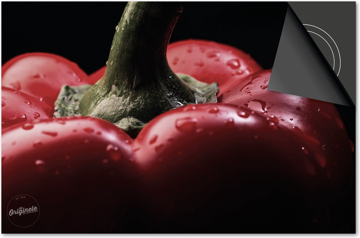 Inductie beschermer 60x60 - afdekplaat inductie mat - Dietrix Kookplaat beschermer - Base - Groente en Fruit - Rode paprika van dichtbij