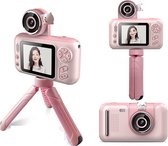 DrPhone PiXEL6 - 2.4 Inch LCD scherm - KinderCamera – 180 Graden Flip Lens – Inclusief 32GB Micro SD + Statief - Mini Digitale Foto Camera voor Kinderen - Speelgoed Videocamera – Roze