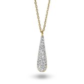 Twice As Nice Halsketting in 18kt verguld zilver, druppel met witte kristallen Wit 40 cm