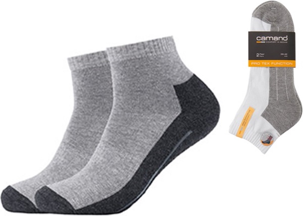 CAMANO Quarter Pro Tex function sokken 2 PACK Grijs Mix 43/46 Badstof zool zonder knellende elastiek wandelsokken sportsokken werksokken