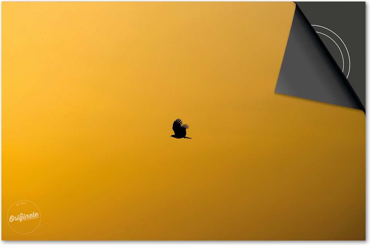 Inductie beschermer 60x60 - afdekplaat inductie mat - Dietrix Kookplaat beschermer - Base - Black en Gold - Vogel in gouden lucht