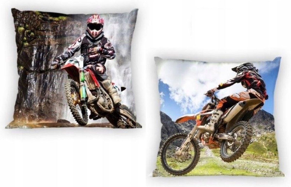 Sierkussensloop - Motorcrosser - 40 x 40 cm zonder vulling