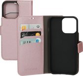 Mobiparts hoesje geschikt voor Apple iPhone 13 Pro - Saffiano Wallet/Portemonnee hoesje - Magneet Sluiting - 3 Opbergvakken - Roze