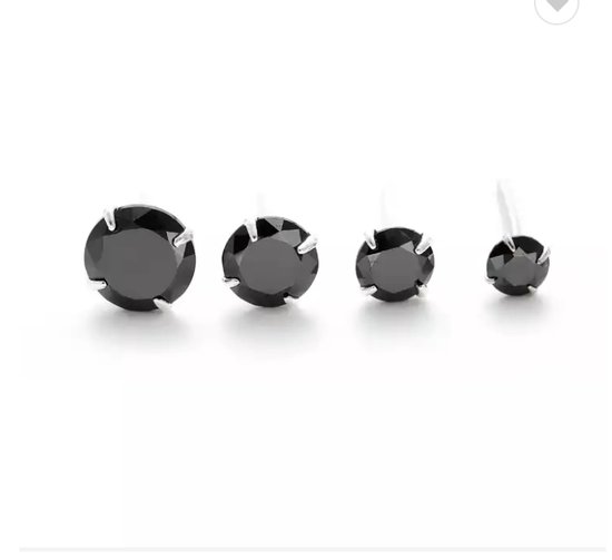 Oorstekers - zilverkleurig- zwarte oorbellen - 925 zilver plated - 5mm - Zirkonia - Liefs Jade