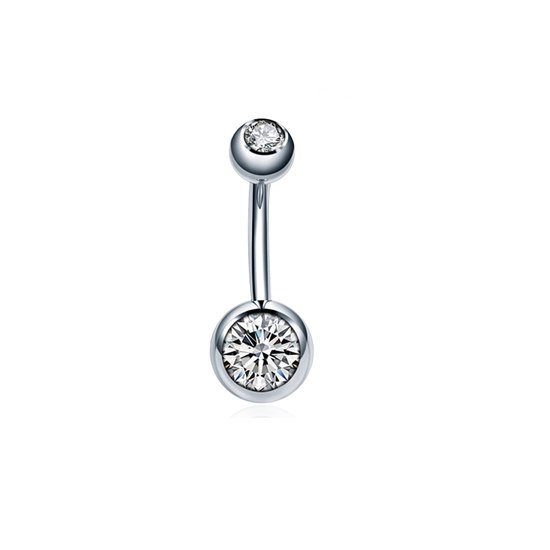 Piercings pour nombril pierre de titane blanc grand 8mm - piercing de nombril avec pendentif