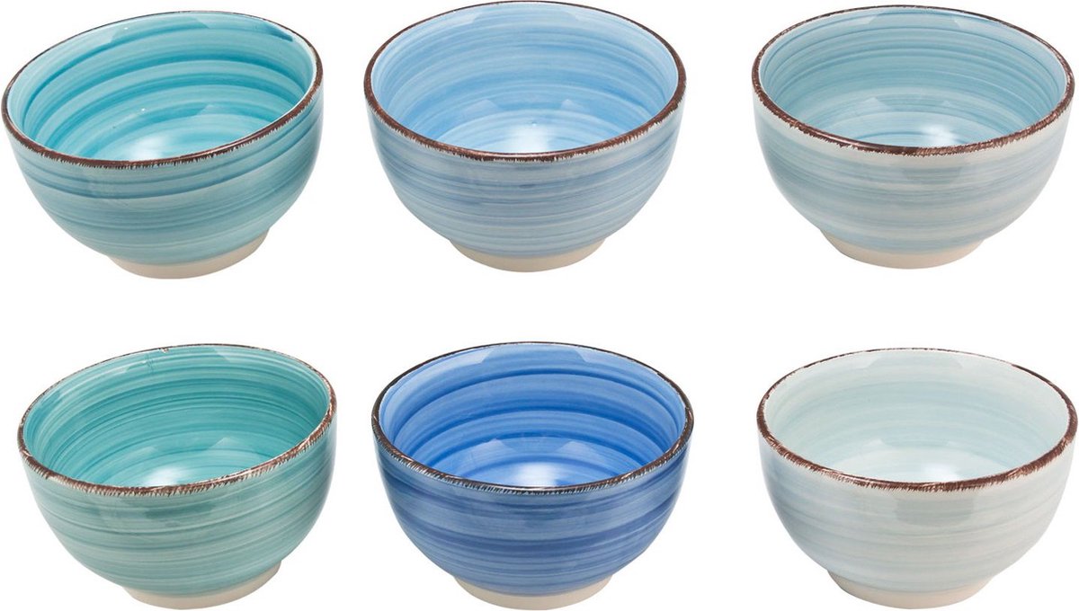 Dutch Kitchen Kommen Ocean Blue - ø 14 cm - 6 Stuks - Aardewerk