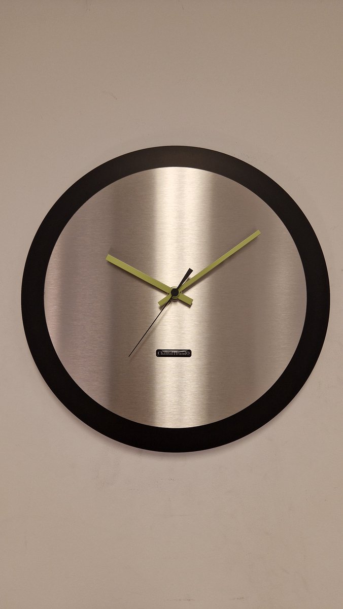 Wandklok ChantalBrandO MISTRAL BLACK & RVS -- MODERN DESIGN