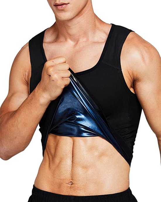 Mannen Afslanken Tank Top Sauna Vest Zweet T-shirt Body Shaper Fitness Vetbrander - L-XL