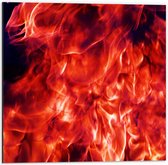 Dibond - Brandend Vuur met Zwarte Achtergrond - 50x50 cm Foto op Aluminium (Wanddecoratie van metaal)