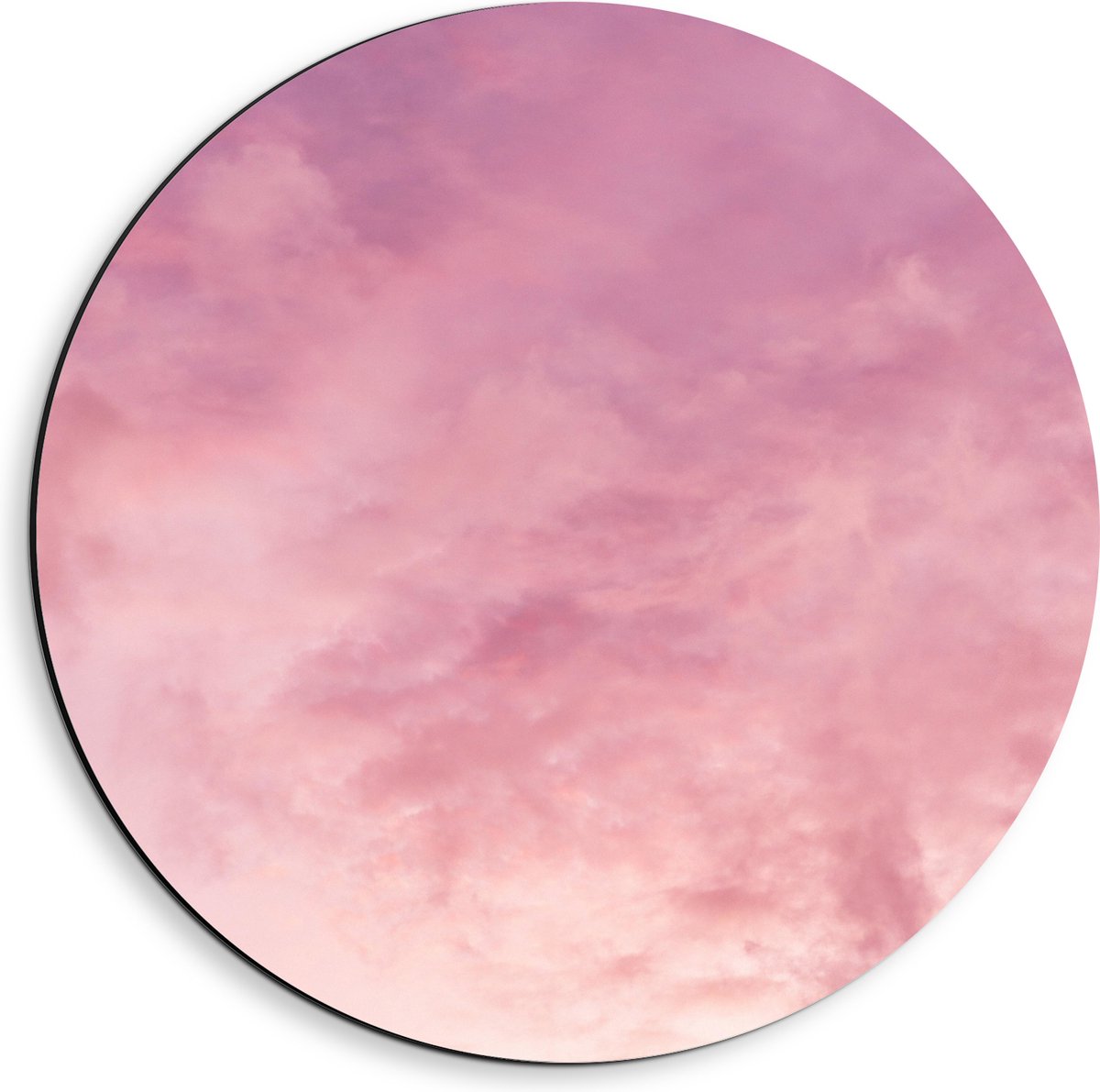 Dibond Muurcirkel - Zachtroze Lucht met Sluierbewolking - 40x40 cm Foto op Aluminium Muurcirkel (met ophangsysteem)
