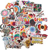 Set van 50 Hippie stickers - Peace, Love, Groovy, Sixties - Kleurrijke sticker mix voor laptop, muur, journal, feestdecoratie etc.