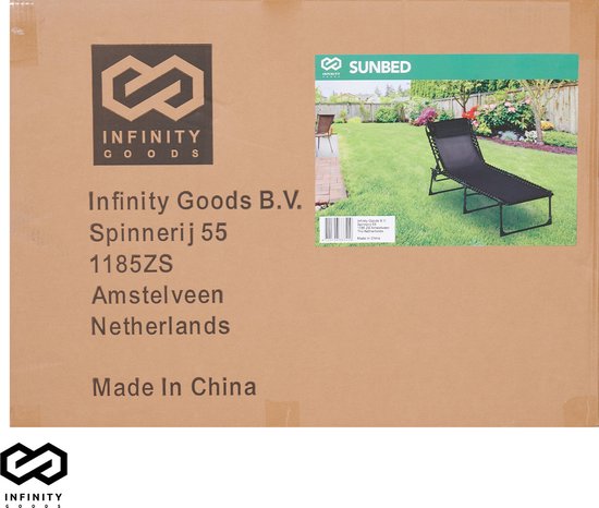 Infinity Goods Ligbed - Opvouwbaar - Inclusief Hoofdkussen - Zonnebed - Ligstoel - Verstelbaar - Tuin - Weerbestendig - Antraciet - Infinity Goods