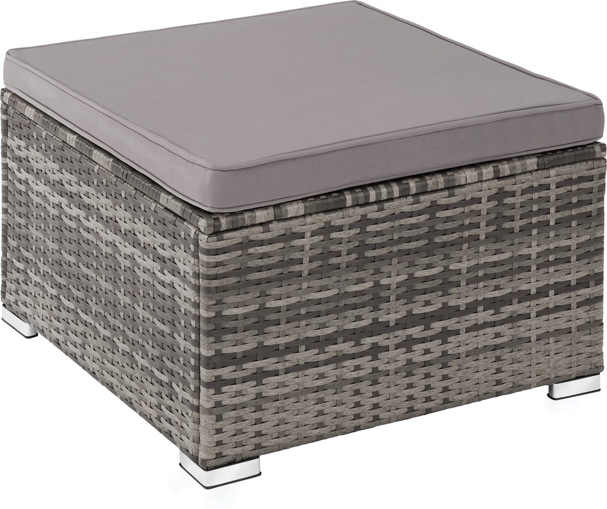 tectake® wicker Loungeset, buitenzitgroep, set met bank, 2 fauteuils, kruk, tafel, vrij combineerbaar, tuinmeubelen voor 5-6 personen, voor tuin, terras, balkon, inclusief kussens - grijs - poly-rattan thumbnail 4