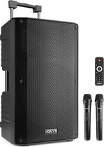 Speaker met Bluetooth - Vonyx VSA500 - 800 Watt - Partybox - 2 draadloze mics - Portable - MP3 - USB - SD