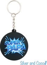SilverAndCoco® - Vaderdag Verjaardag Cadeau Kind / 2D Sleutelhanger Auto Huis / Key Chain / Sleutel Ring Sleutels - Vader / Dad / Super Papa