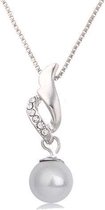 Fashionidea - Mooie zilverkleurige ketting met witte parel de Necklace Pearl White