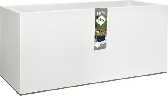 Elho Vivo Matt Finish Lang Wielen 90 - Grote Staande Plantenbak voor Binnen & Buiten - Gemaakt van Gereycled Plastic - L 39 x W 88 x H 41 cm - Wit