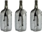 Wijnkoeler/flessenkoeler/koelhoud hoesje - 3x - voor flessen - wijn/water/champagne - 25 cm