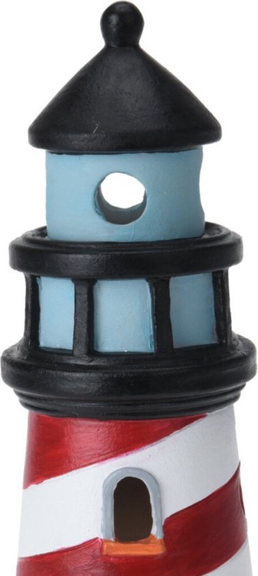 Theelicht vuurtoren maritieme decoratie metaal blauw