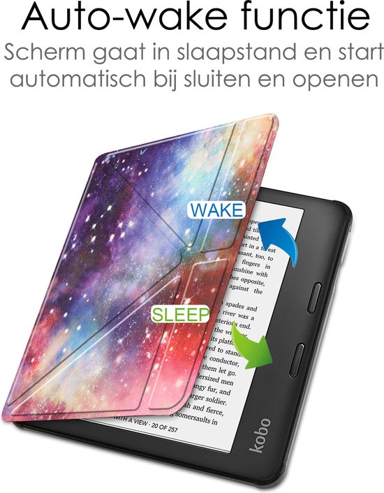 Hoes Geschikt voor Kobo Sage Hoesje Bookcase Cover Book Case Hoes Sleepcover Trifold - Galaxy van Fintie — afbeelding 5