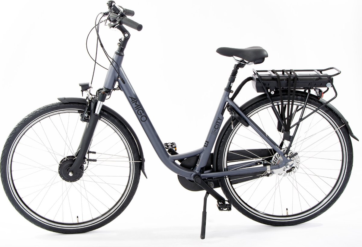 AMIGO E-City S2 Ebike - Elektrische Stadsfiets voor Dames - 28 Inch - Met 7 versnellingen - Matgrijs