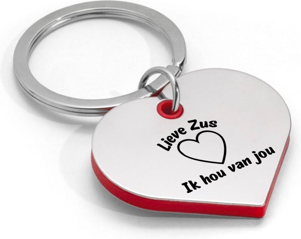 Akyol - liefste zus ik hou van jou sleutelhanger hartvorm - Zus - zus