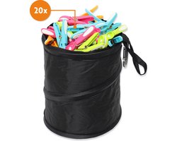 LaundrySpecialist Wasknijpertasje inclusief 20 soft grip Wasknijpers - Zwart - Inclusief stevige ophanghaak