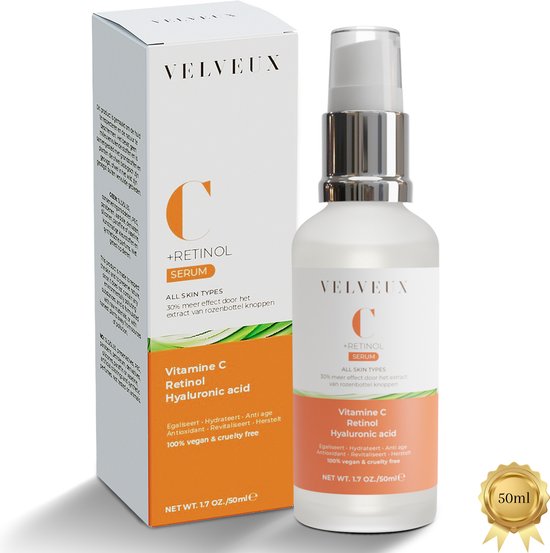 Velveux® Vitamine C & Retinol Serum Gezicht 50ML – 100% Vegan