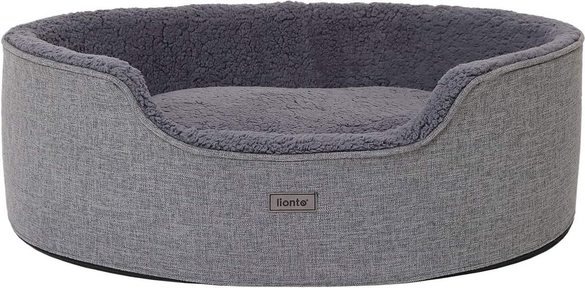 Hondenbed met omkeerbaar kussen wasbaar kattenbed huisdierbed hondenmand pluche (L) 92 x 72 cm Grijs