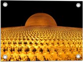 Tuinposter – Gouden Dhammakaya Tempel Vol met Boeddha's - 40x30 cm Foto op Tuinposter (wanddecoratie voor buiten en binnen)