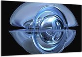 Peinture sur toile Abstrait | Bleu, noir, blanc | 120x70cm 1Hatch
