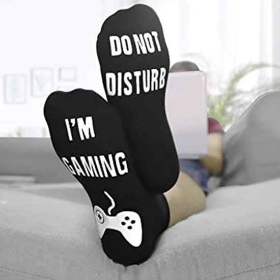 Game sokken zwart - met witte antislip opdruk 