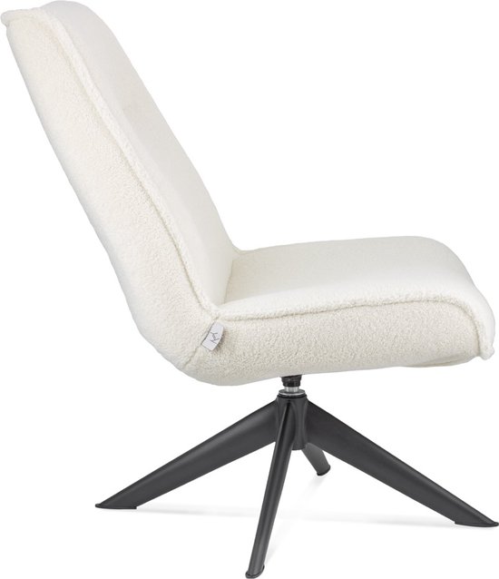 Luxe Draaifauteuil met Armleuning - Teddy - Stoel - Fauteuil - Wit - 95 cm hoog
