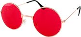 LOUD AND CLEAR® - Hippie Bril - Goud - Rood - Ronde Bril - Ronde Zonnebril - Gabber Bril