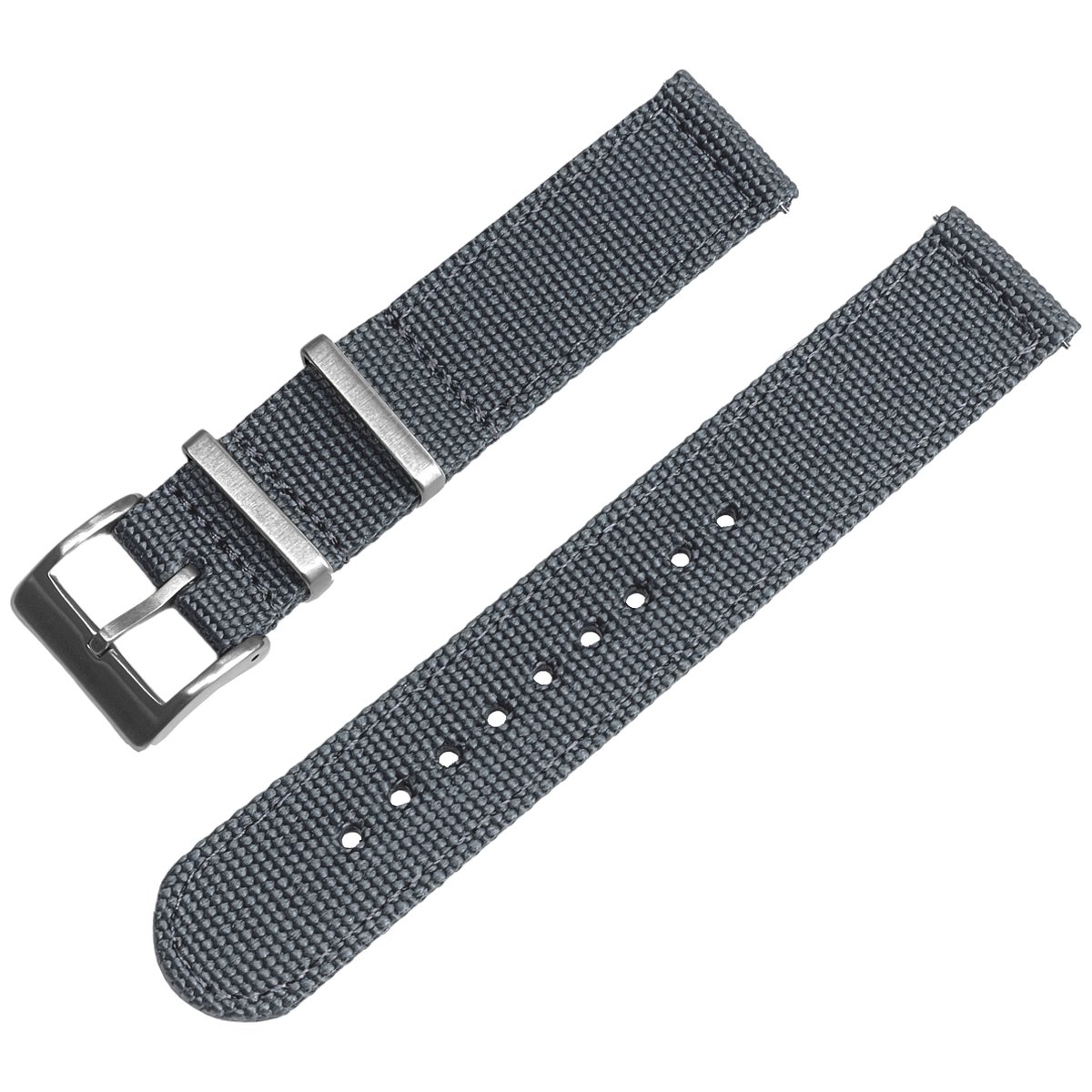 Canvas Like Nylon Two Piece NATO Strap Horlogeband Grijs 18mm