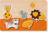 Puzzle Hauck pour enfants Puzzle N Fit - puzzle en bois à partir de 1 an (certifié FSC®), puzzle en bois avec des formes d'animaux, stimule la motricité fine et la coordination œil-main (Safari)