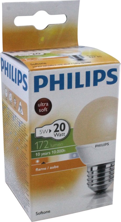 Philips Flame kogel - Spaarlamp - 5W E27 | bol.com