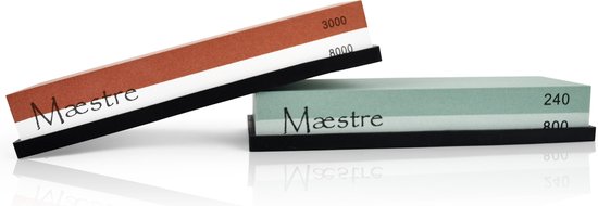 Dubbelzijdige Wetsteen 240 800 en 3000 8000 Maestre - Slijpsteen voor messen van Edelkorund (18x6x3 CM) - Messen Slijpen e.d.