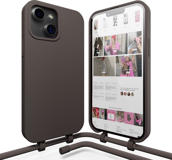 iPhone 14 Plus - Étui Cordon Coffee Noir